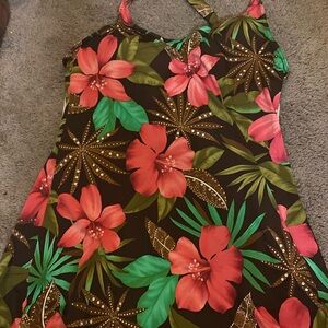 Floral Mini Dress - Brown and Green
